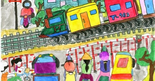 Vẽ tranh đề tài an toàn giao thông đường sắt