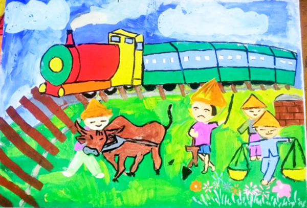 Vẽ tranh đề tài an toàn giao thông đường sắt 